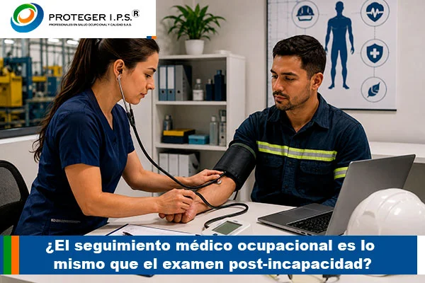 ¿El seguimiento médico ocupacional es lo mismo que el examen post-incapacidad?